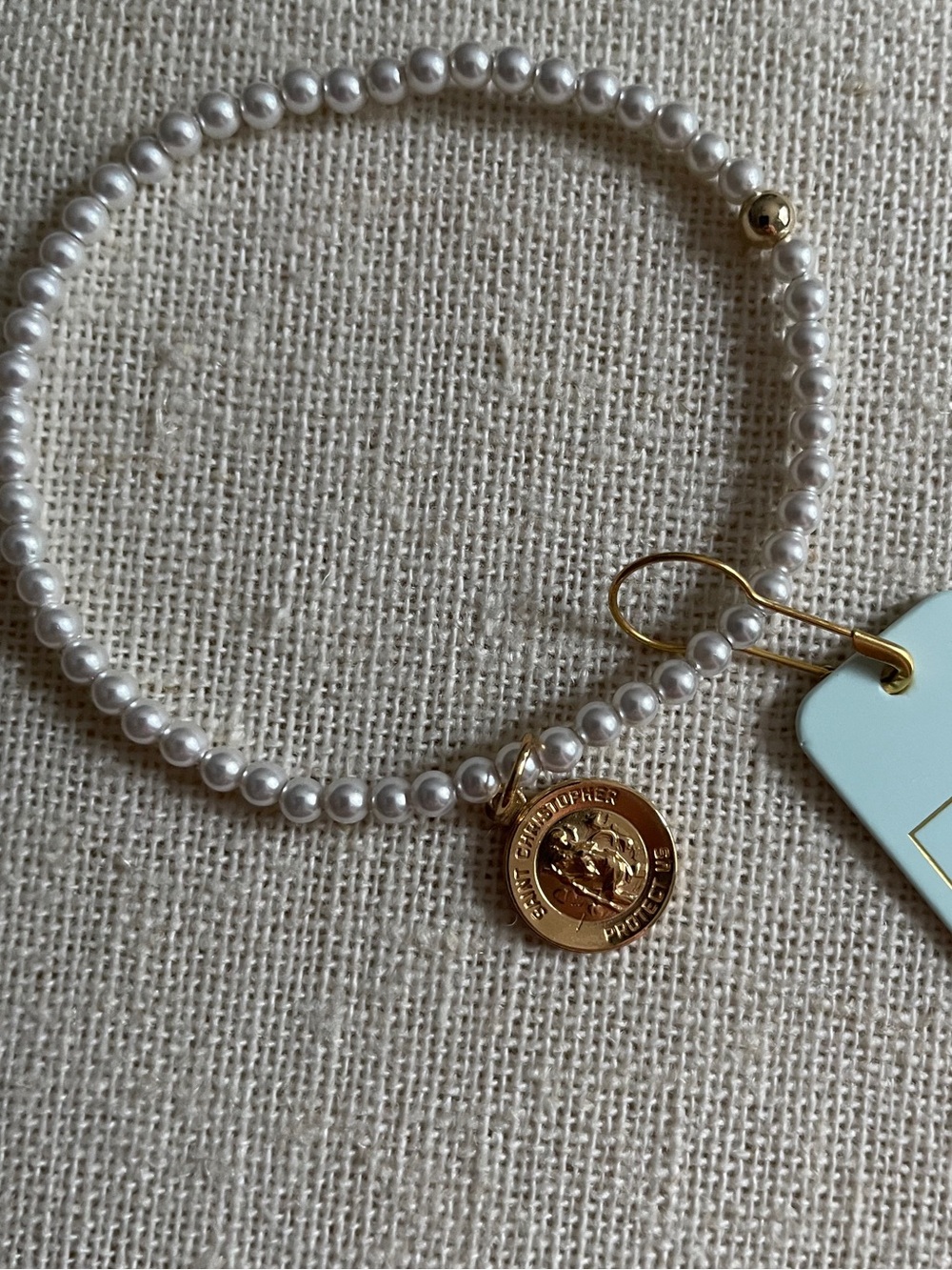 ENewton Gold and Pearl St Christopher Bracelet NWT
